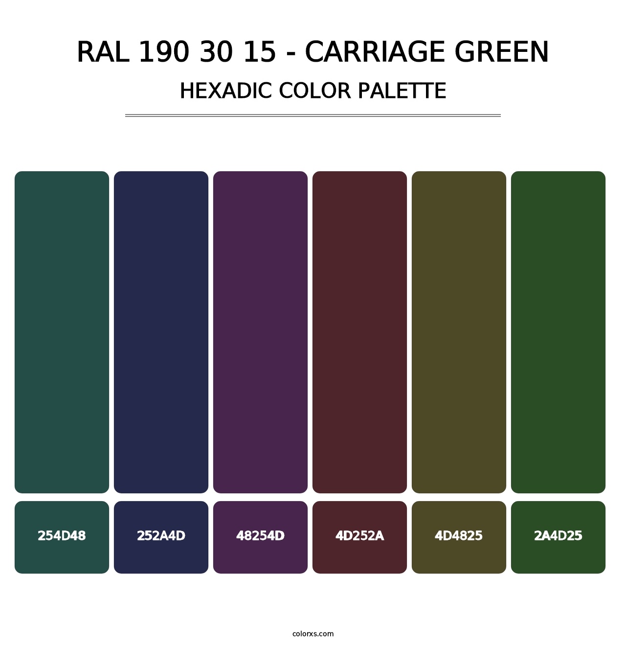 RAL 190 30 15 - Carriage Green - Hexadic Color Palette
