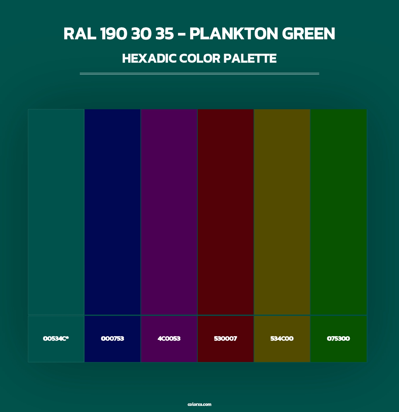 RAL 190 30 35 - Plankton Green - Hexadic Color Palette