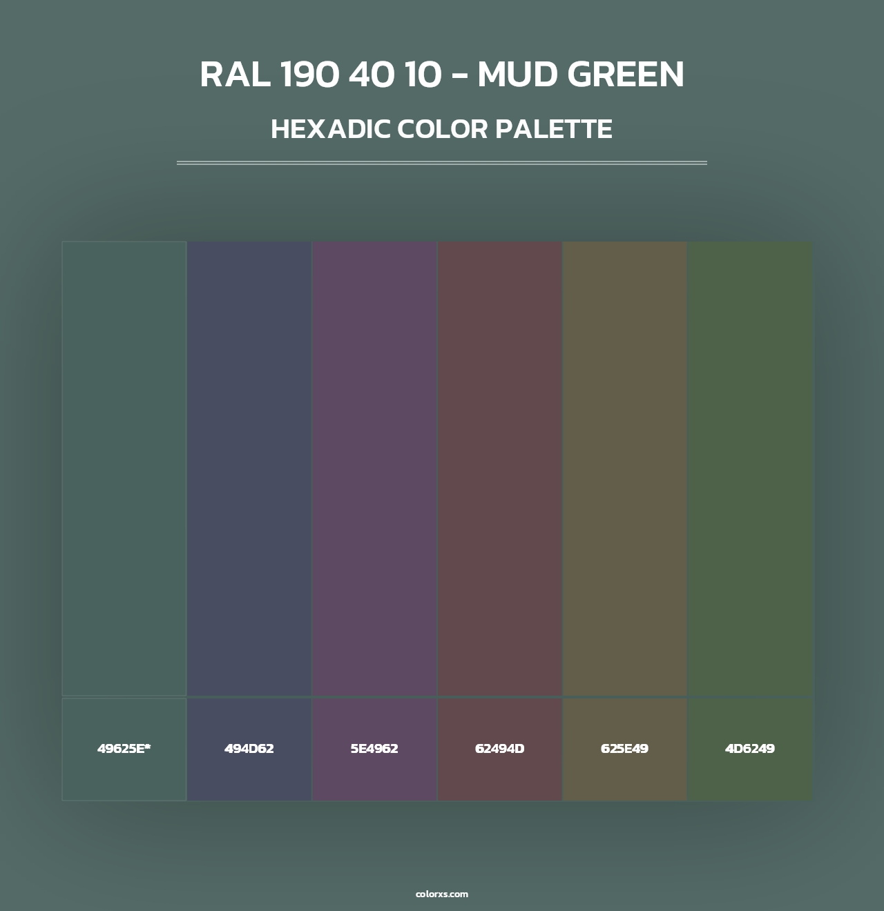RAL 190 40 10 - Mud Green - Hexadic Color Palette