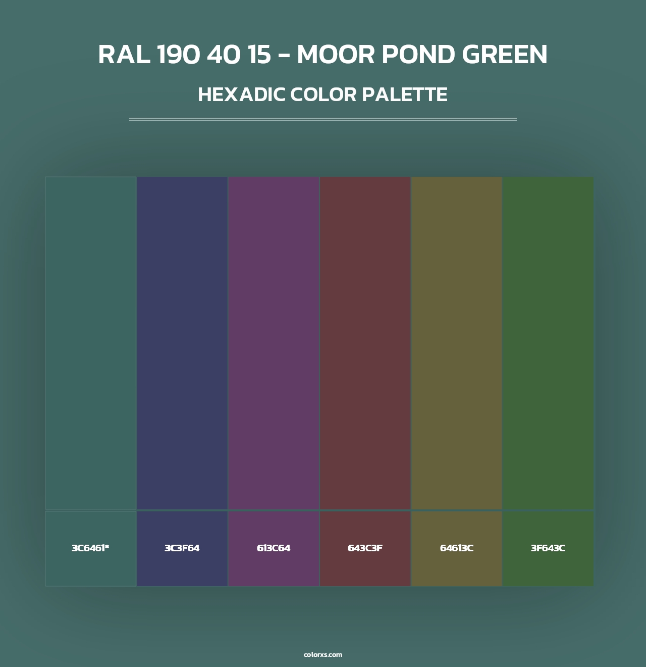 RAL 190 40 15 - Moor Pond Green - Hexadic Color Palette