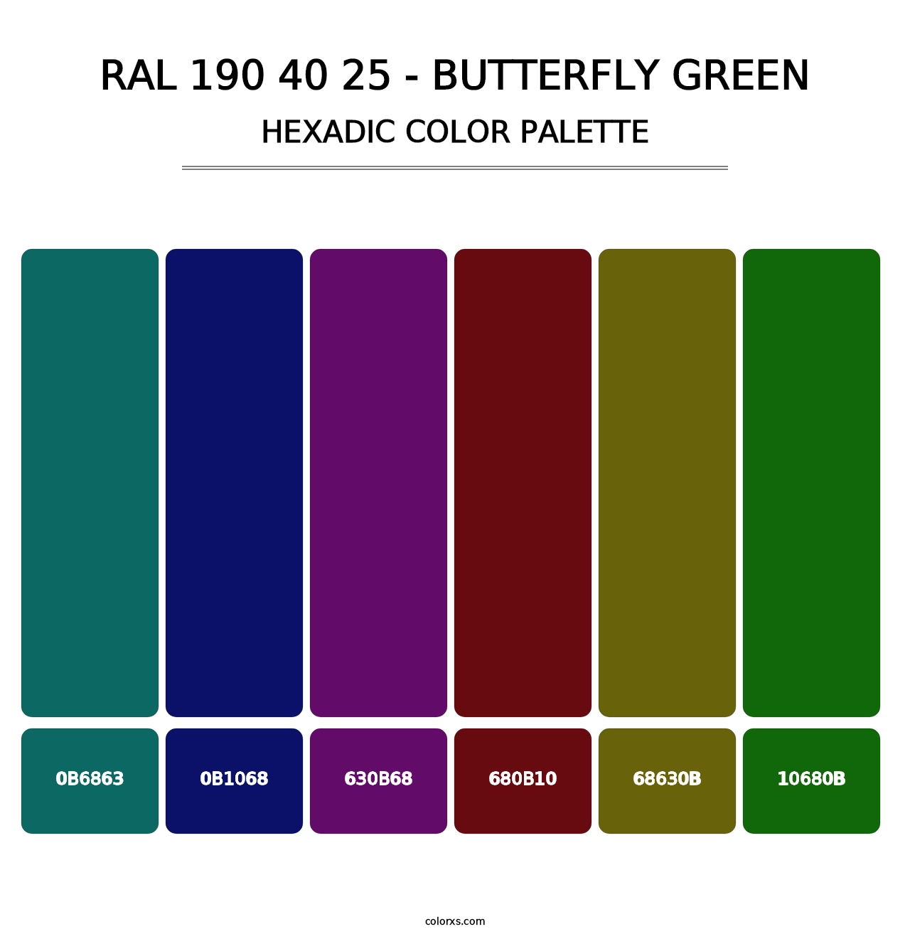 RAL 190 40 25 - Butterfly Green - Hexadic Color Palette