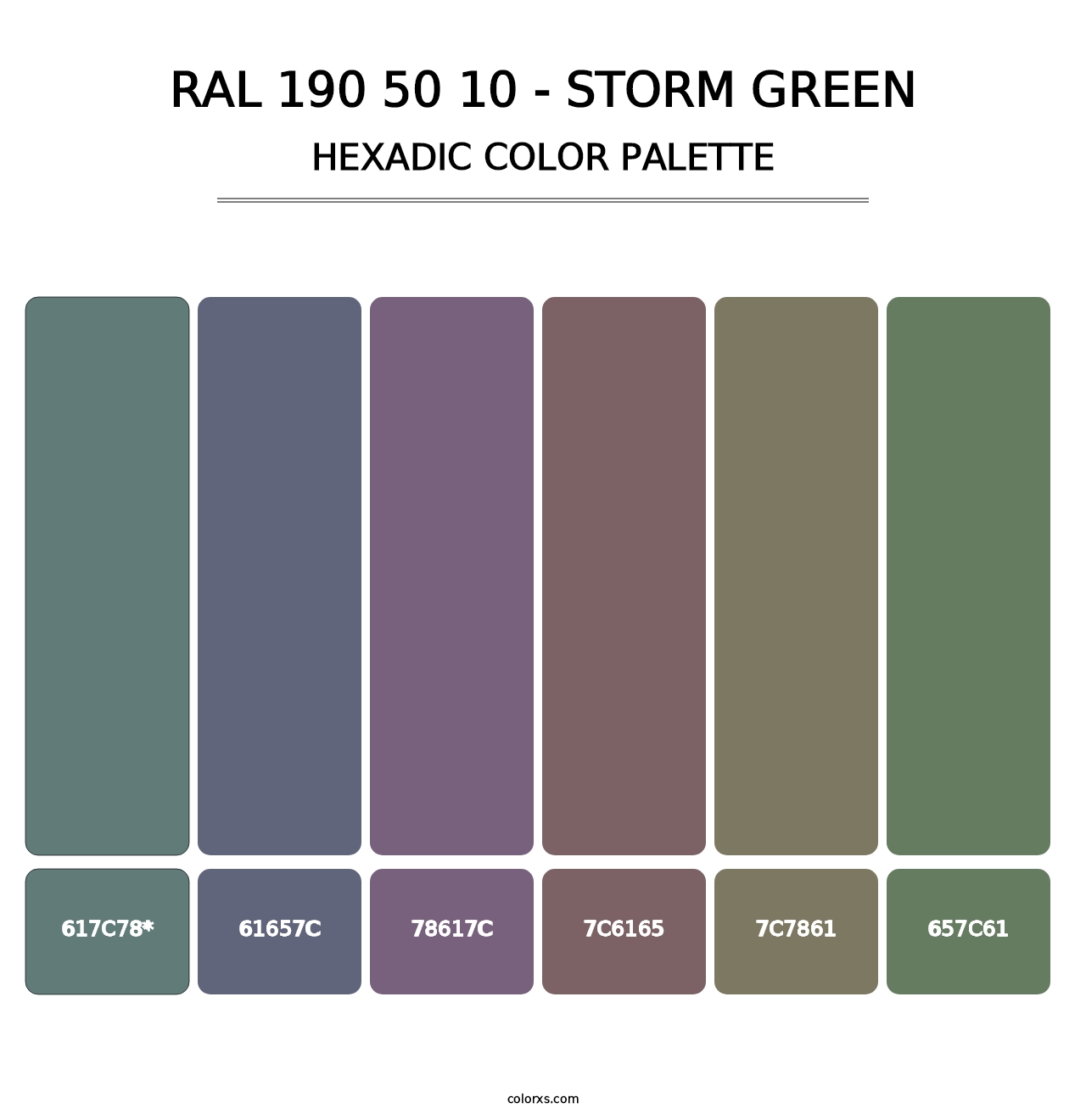 RAL 190 50 10 - Storm Green - Hexadic Color Palette