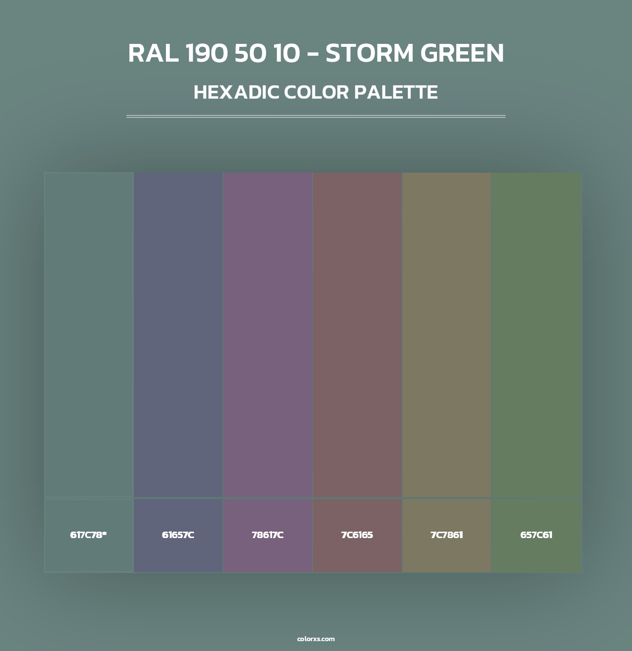RAL 190 50 10 - Storm Green - Hexadic Color Palette