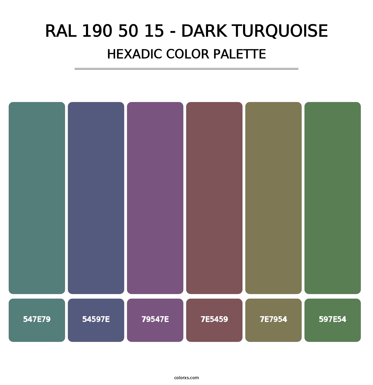 RAL 190 50 15 - Dark Turquoise - Hexadic Color Palette
