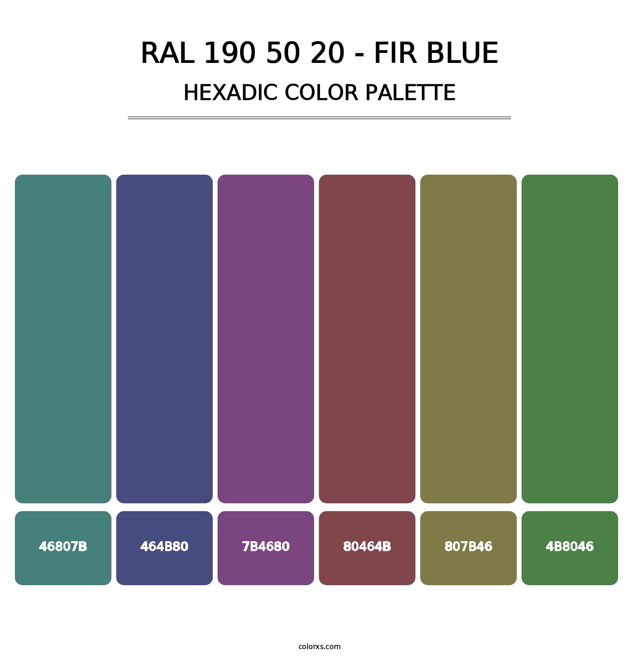 RAL 190 50 20 - Fir Blue - Hexadic Color Palette