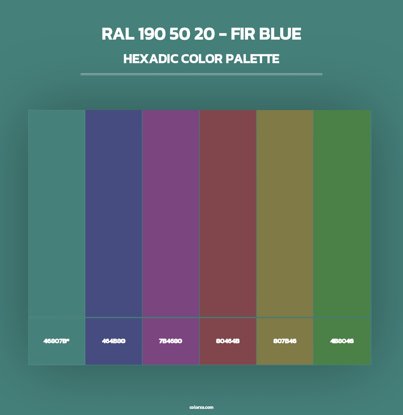 RAL 190 50 20 - Fir Blue - Hexadic Color Palette