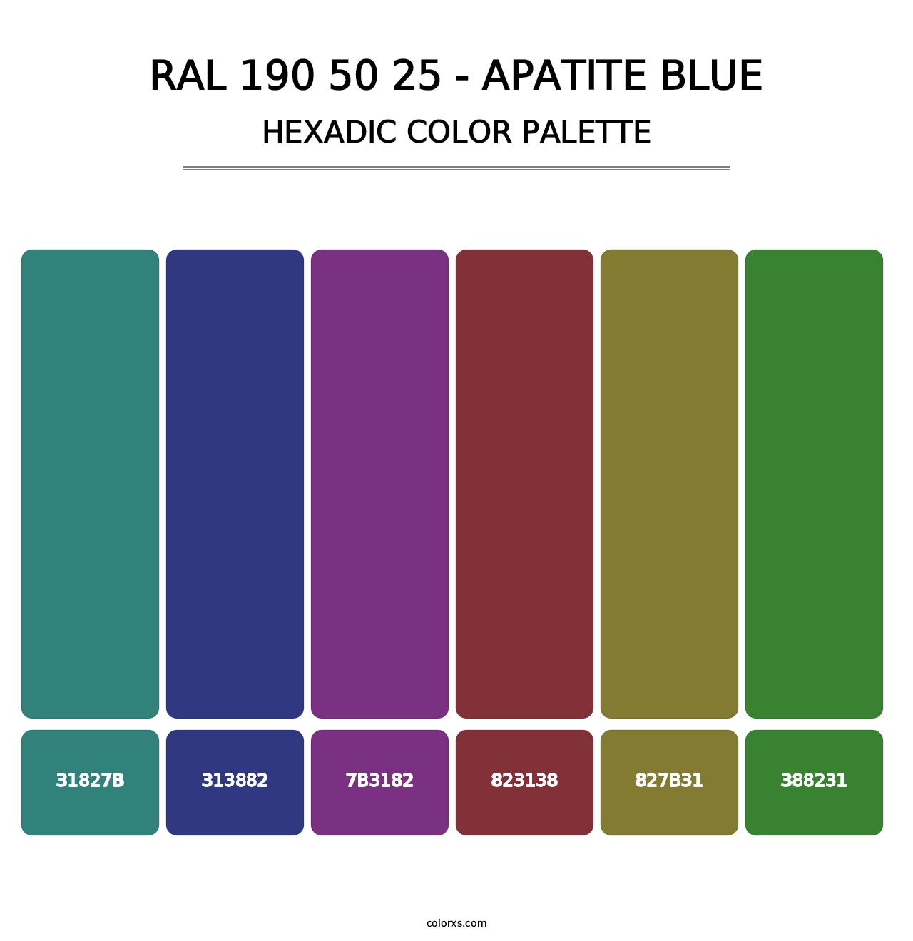 RAL 190 50 25 - Apatite Blue - Hexadic Color Palette