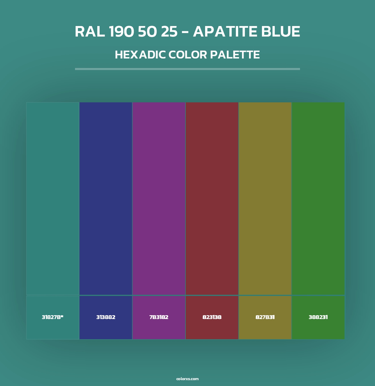 RAL 190 50 25 - Apatite Blue - Hexadic Color Palette