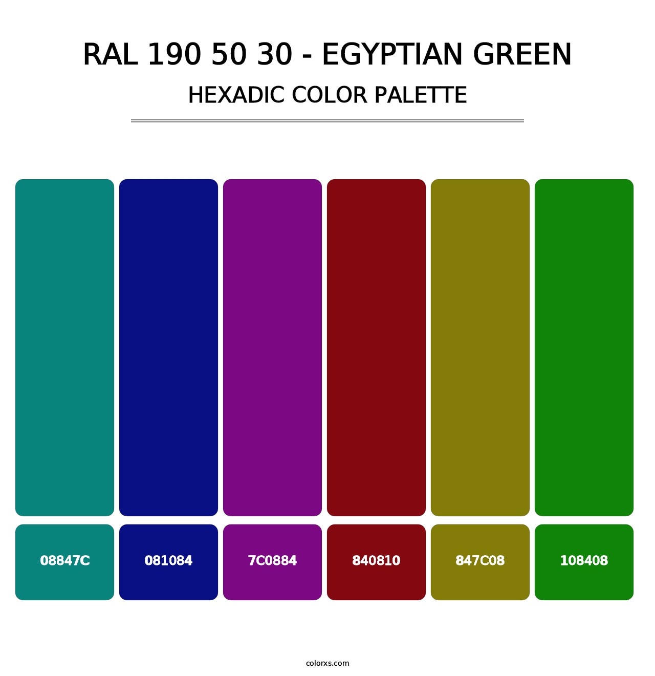 RAL 190 50 30 - Egyptian Green - Hexadic Color Palette