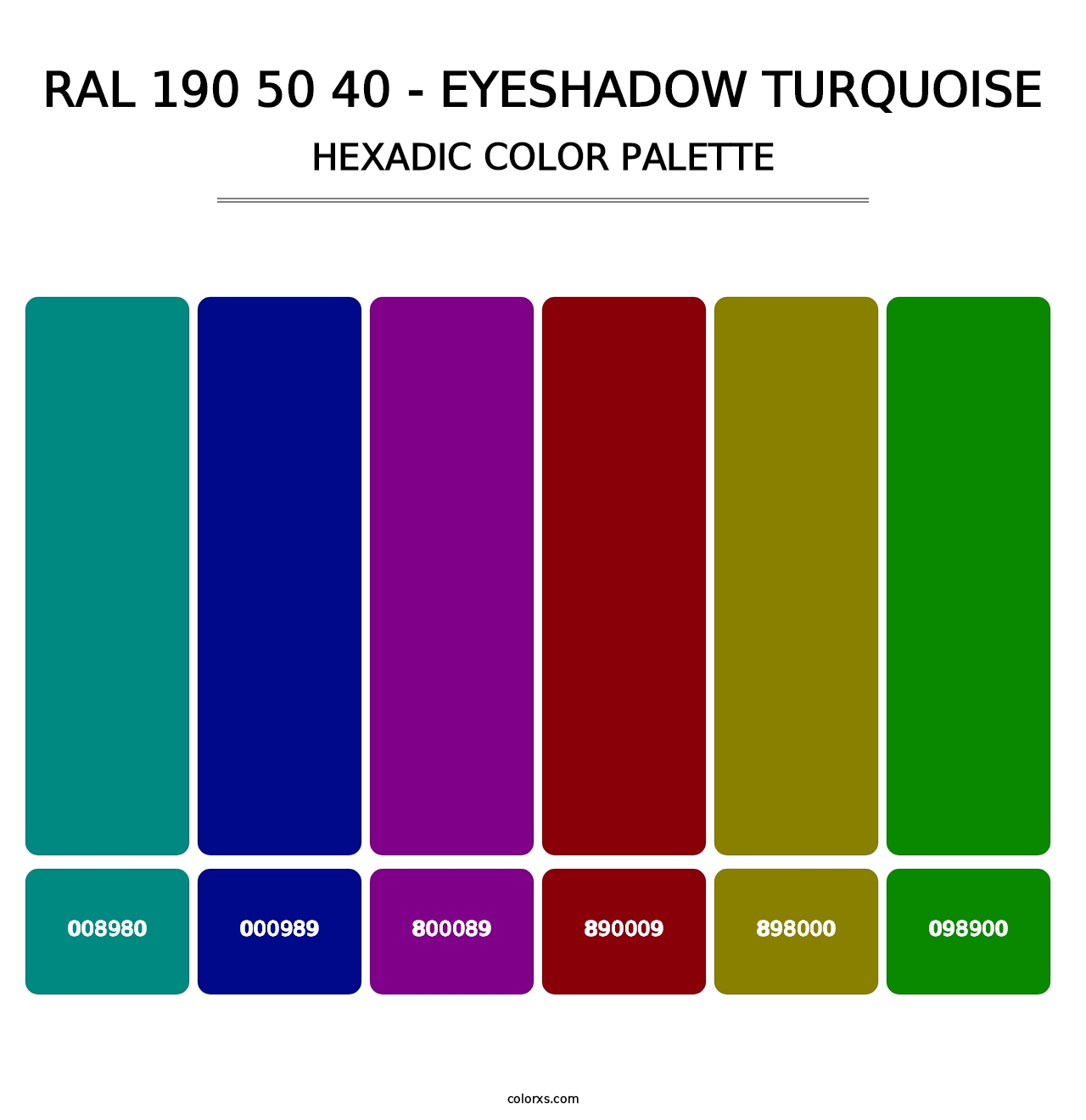 RAL 190 50 40 - Eyeshadow Turquoise - Hexadic Color Palette