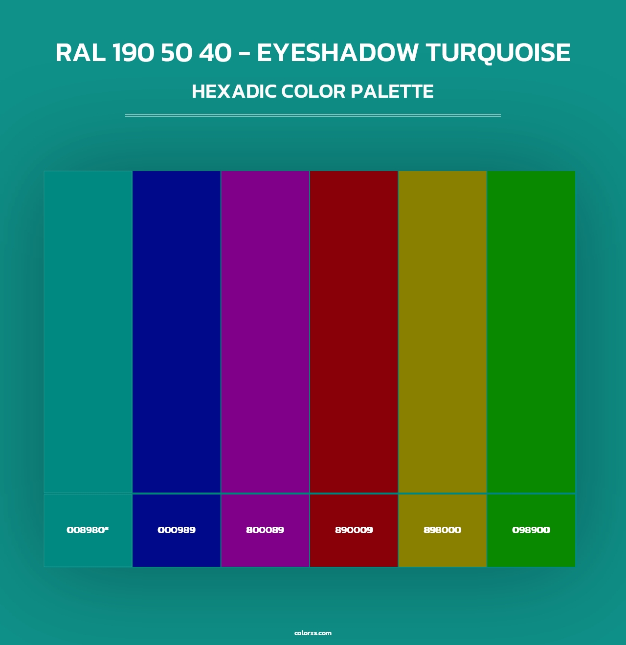 RAL 190 50 40 - Eyeshadow Turquoise - Hexadic Color Palette