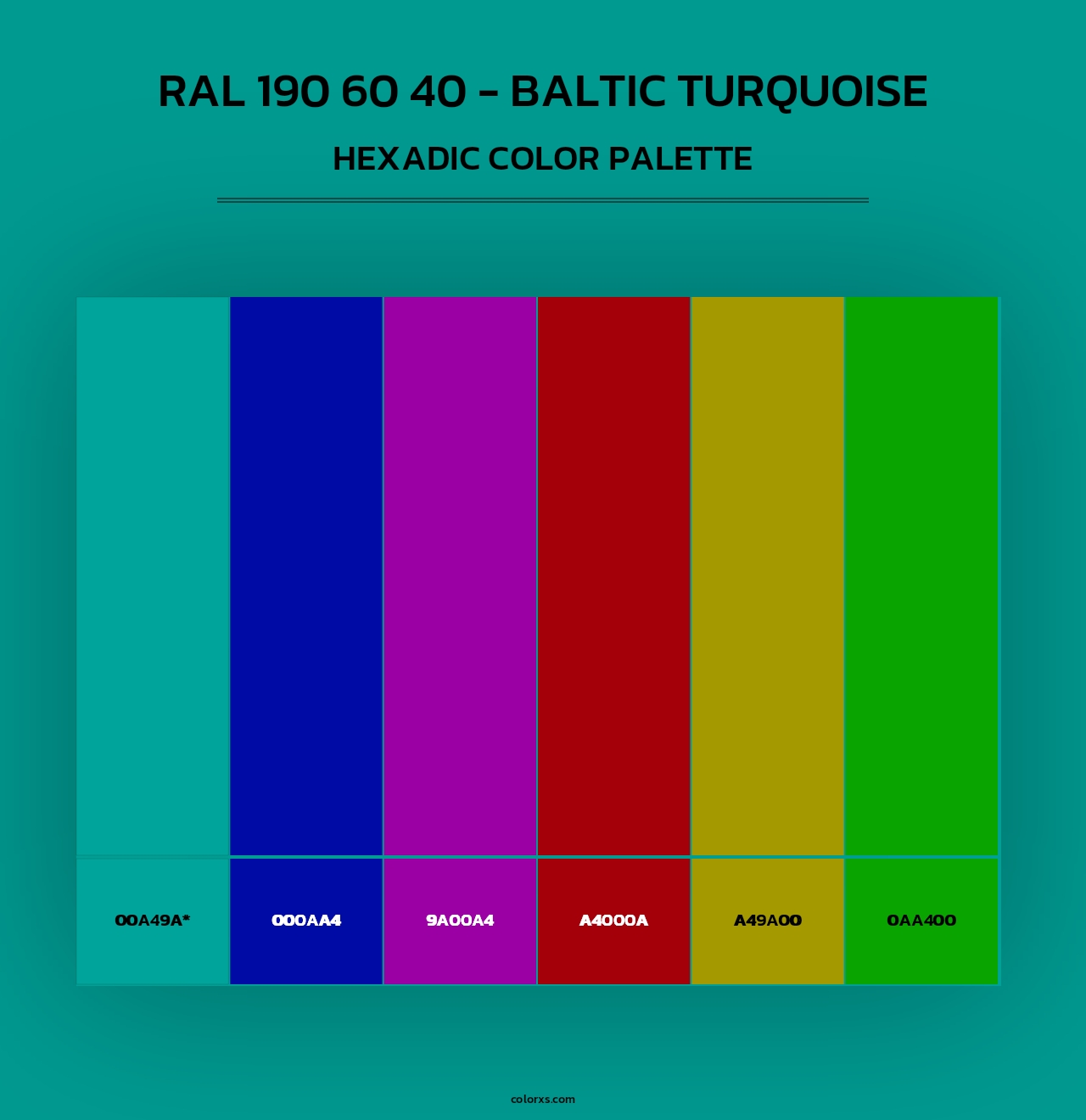 RAL 190 60 40 - Baltic Turquoise - Hexadic Color Palette