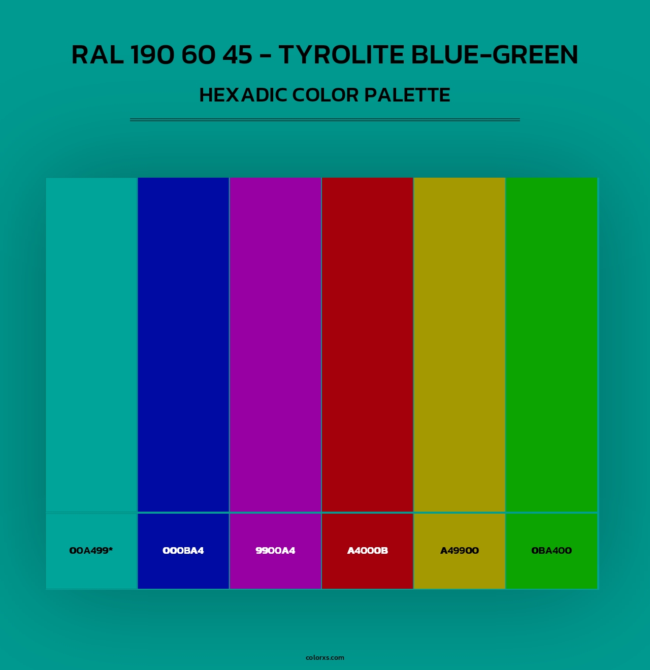 RAL 190 60 45 - Tyrolite Blue-Green - Hexadic Color Palette