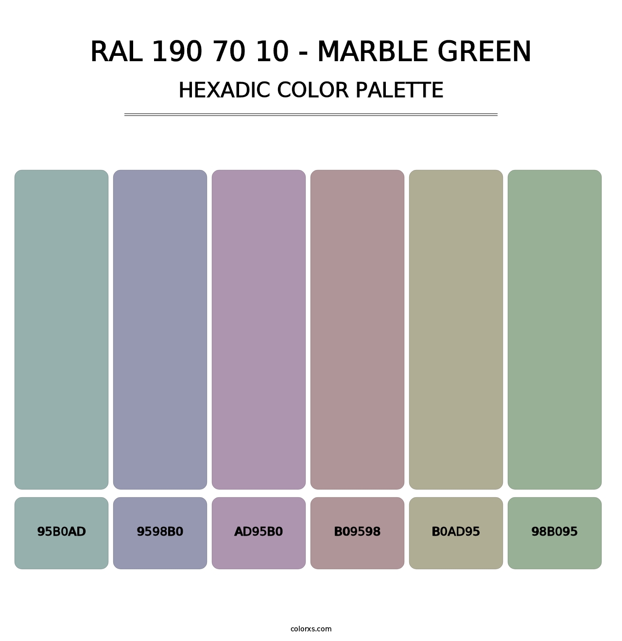 RAL 190 70 10 - Marble Green - Hexadic Color Palette