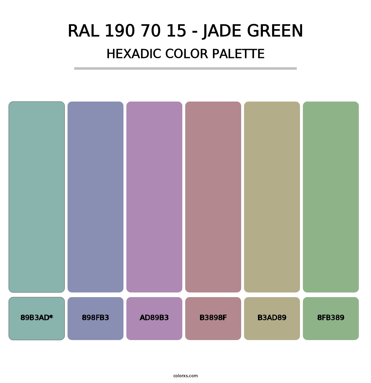 RAL 190 70 15 - Jade Green - Hexadic Color Palette