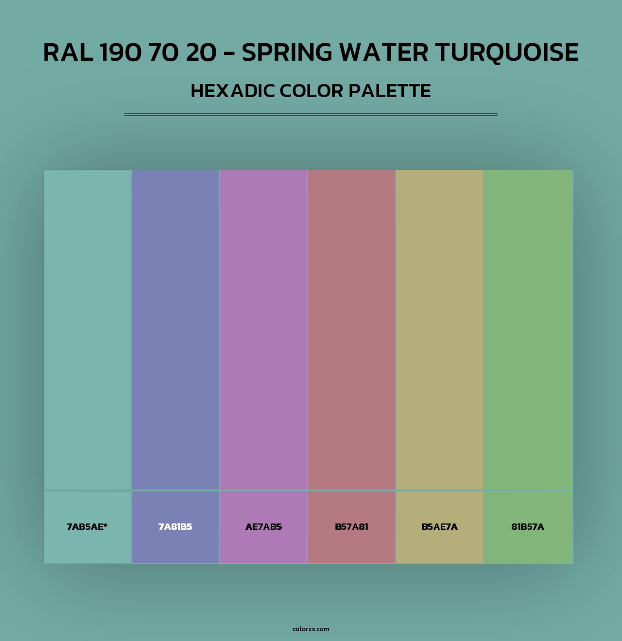RAL 190 70 20 - Spring Water Turquoise - Hexadic Color Palette