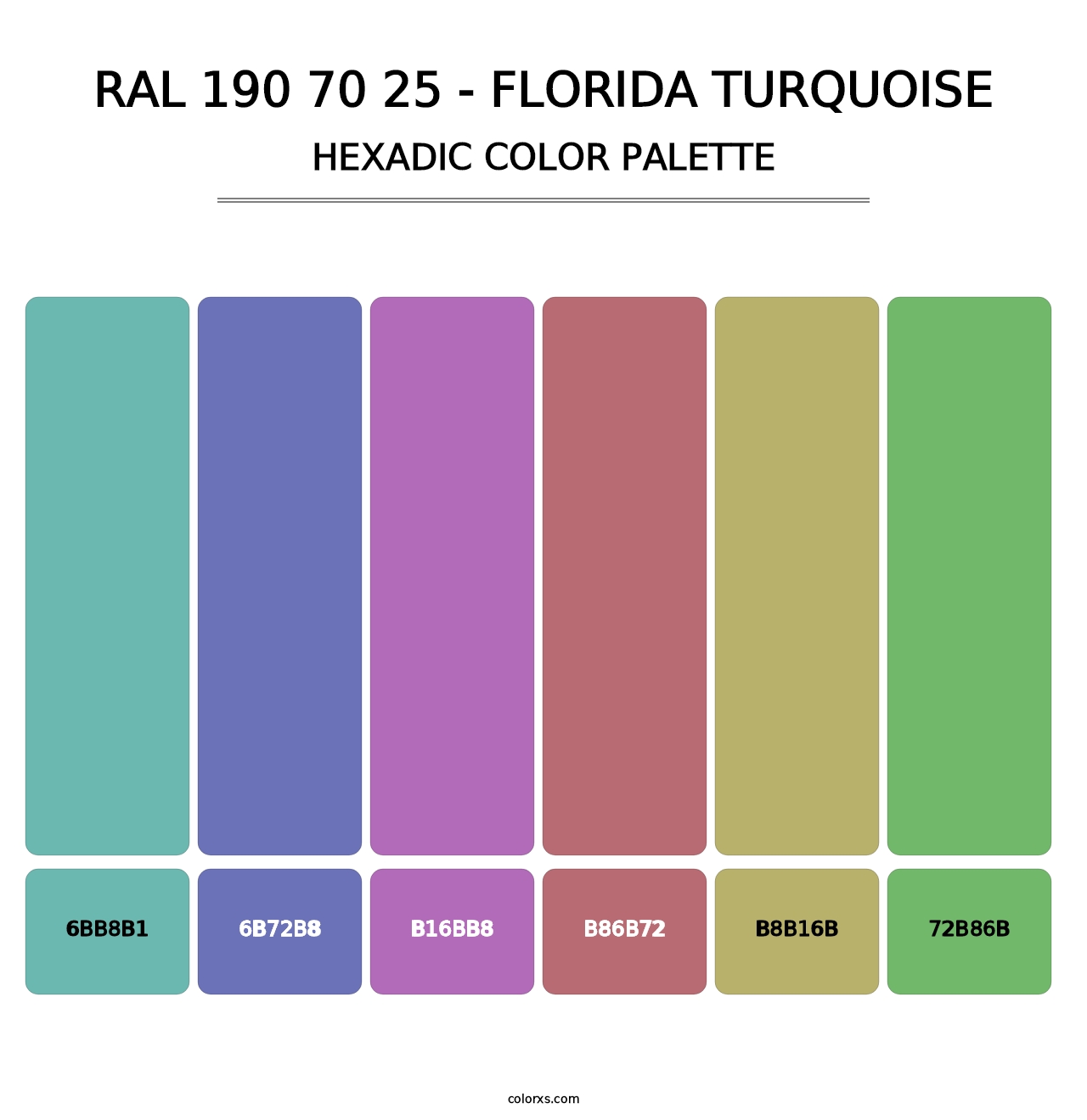 RAL 190 70 25 - Florida Turquoise - Hexadic Color Palette