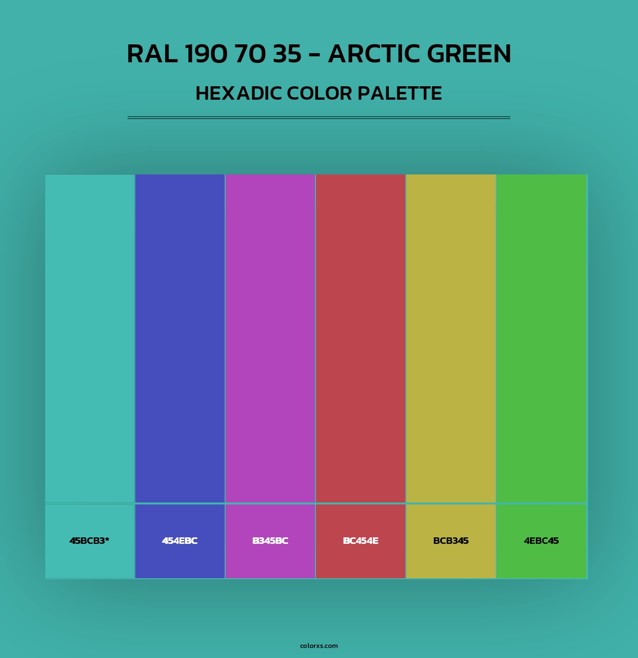 RAL 190 70 35 - Arctic Green - Hexadic Color Palette