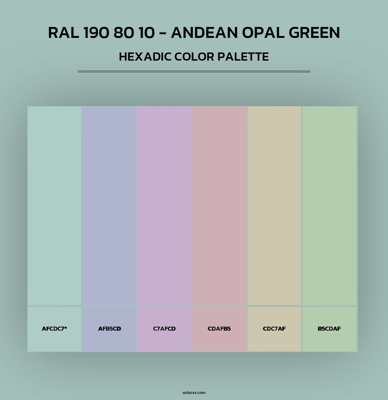 RAL 190 80 10 - Andean Opal Green - Hexadic Color Palette