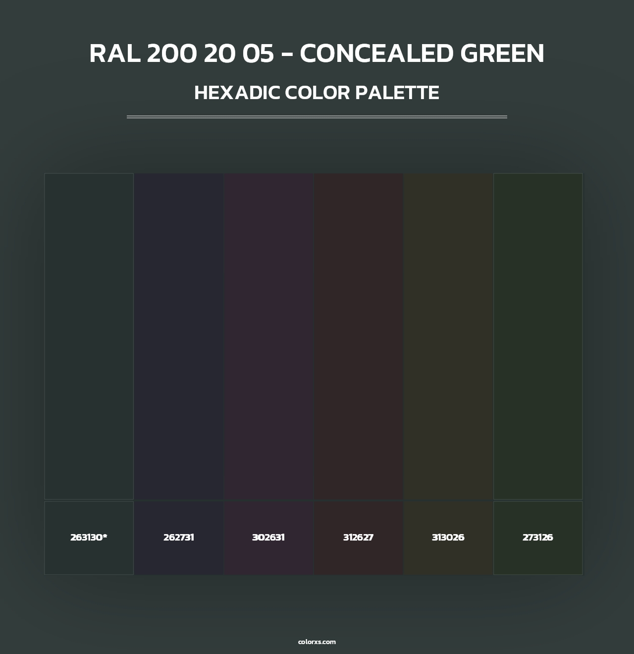 RAL 200 20 05 - Concealed Green - Hexadic Color Palette