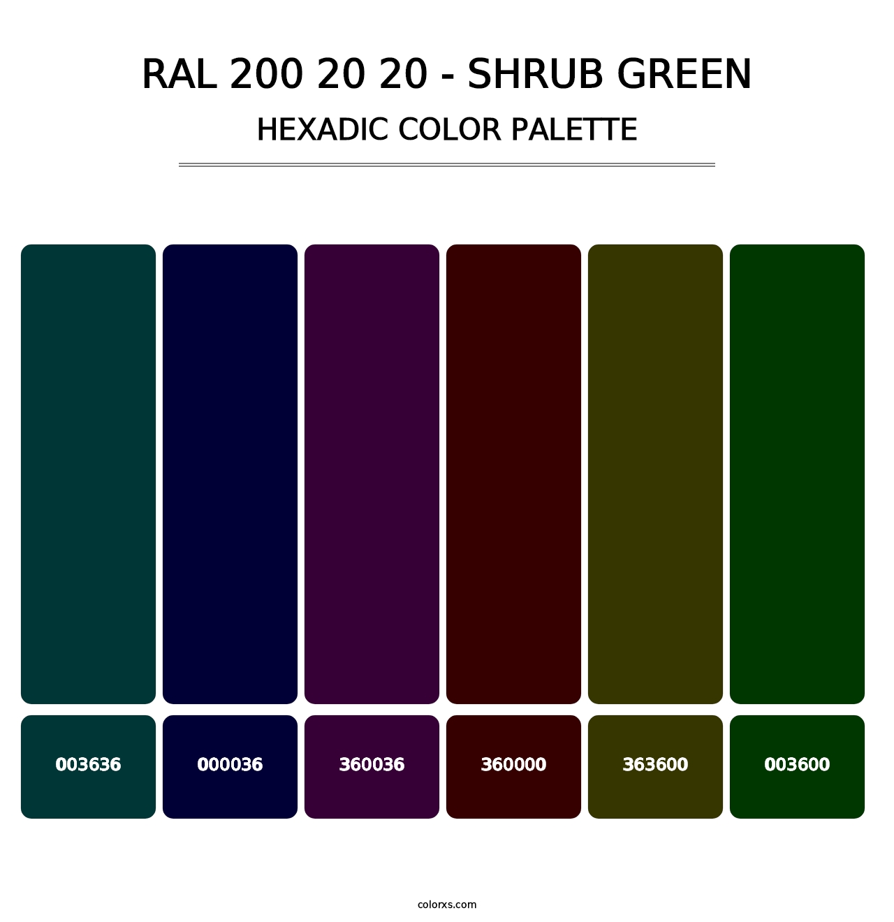 RAL 200 20 20 - Shrub Green - Hexadic Color Palette