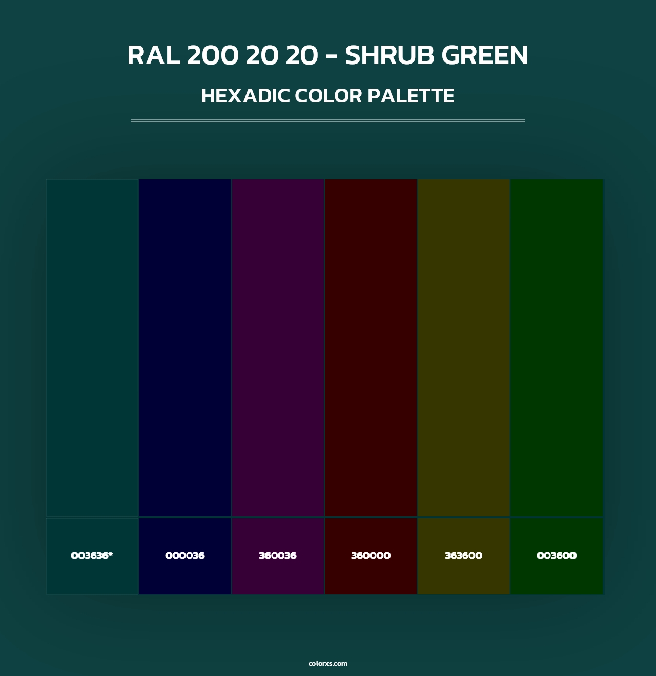 RAL 200 20 20 - Shrub Green - Hexadic Color Palette