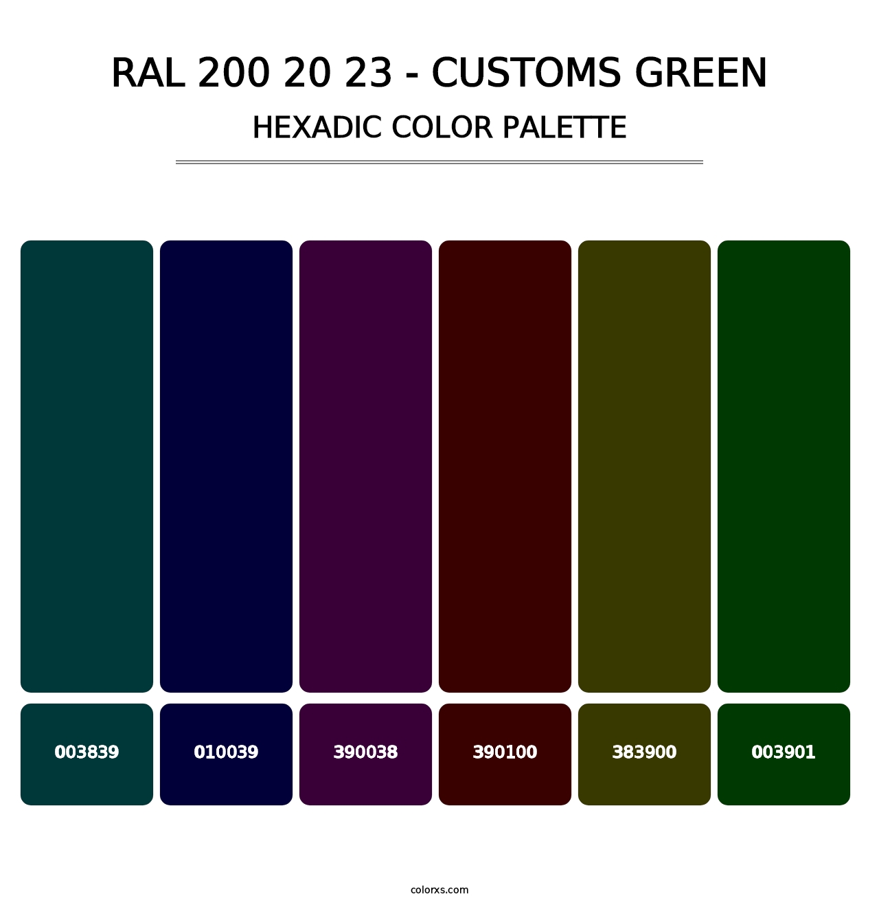 RAL 200 20 23 - Customs Green - Hexadic Color Palette