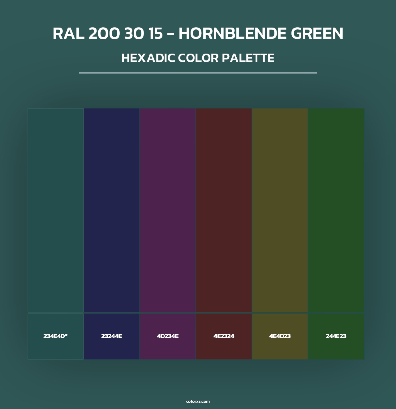 RAL 200 30 15 - Hornblende Green - Hexadic Color Palette