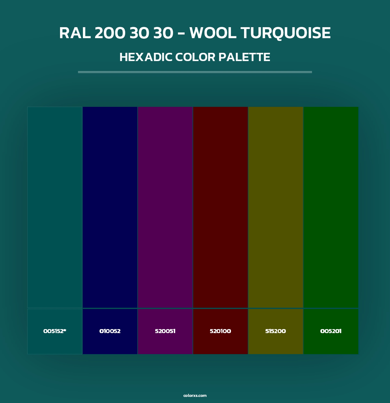 RAL 200 30 30 - Wool Turquoise - Hexadic Color Palette