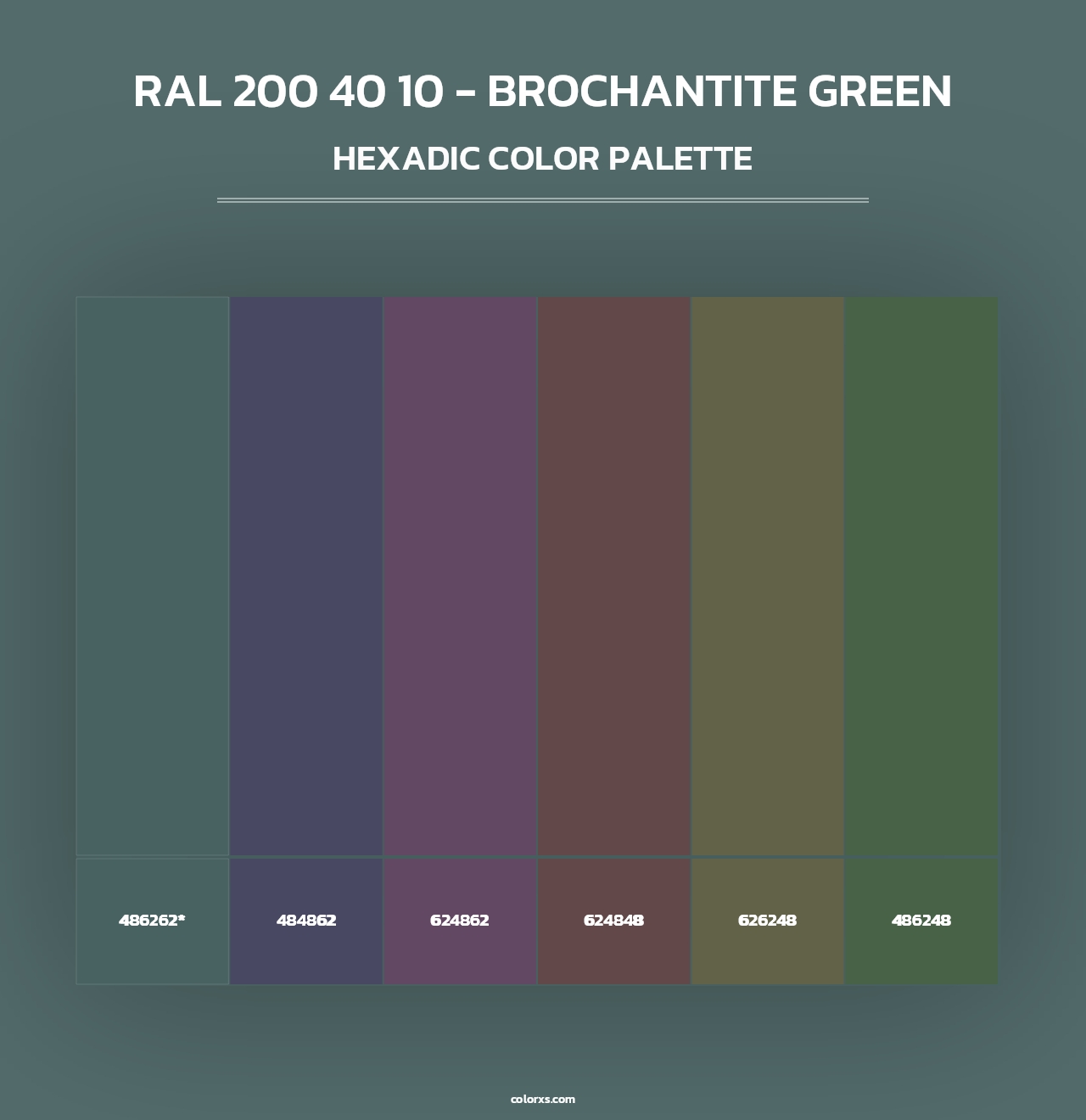 RAL 200 40 10 - Brochantite Green - Hexadic Color Palette