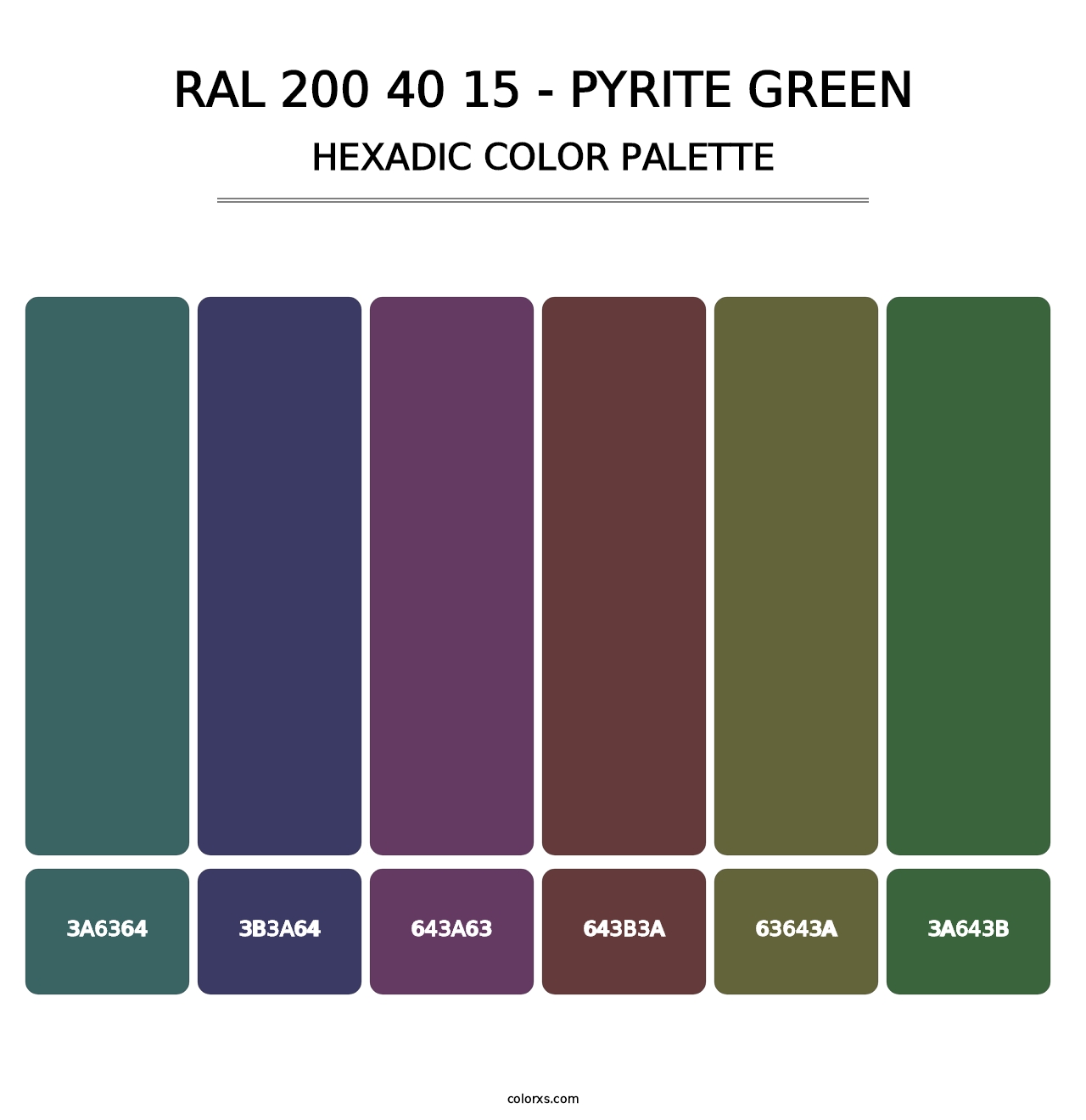 RAL 200 40 15 - Pyrite Green - Hexadic Color Palette