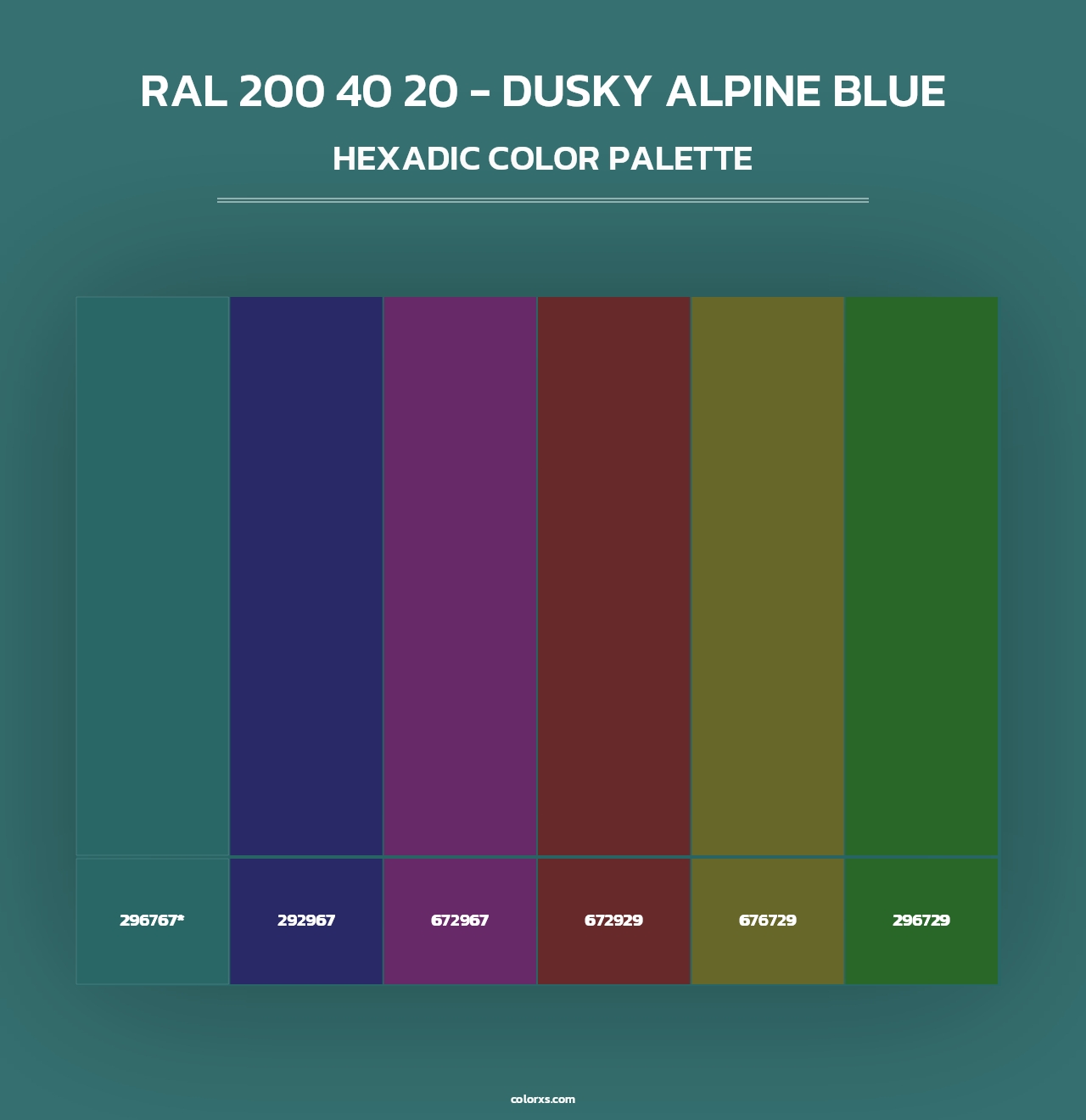 RAL 200 40 20 - Dusky Alpine Blue - Hexadic Color Palette