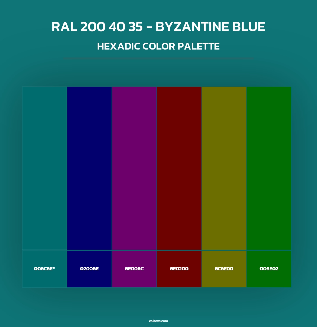 RAL 200 40 35 - Byzantine Blue - Hexadic Color Palette