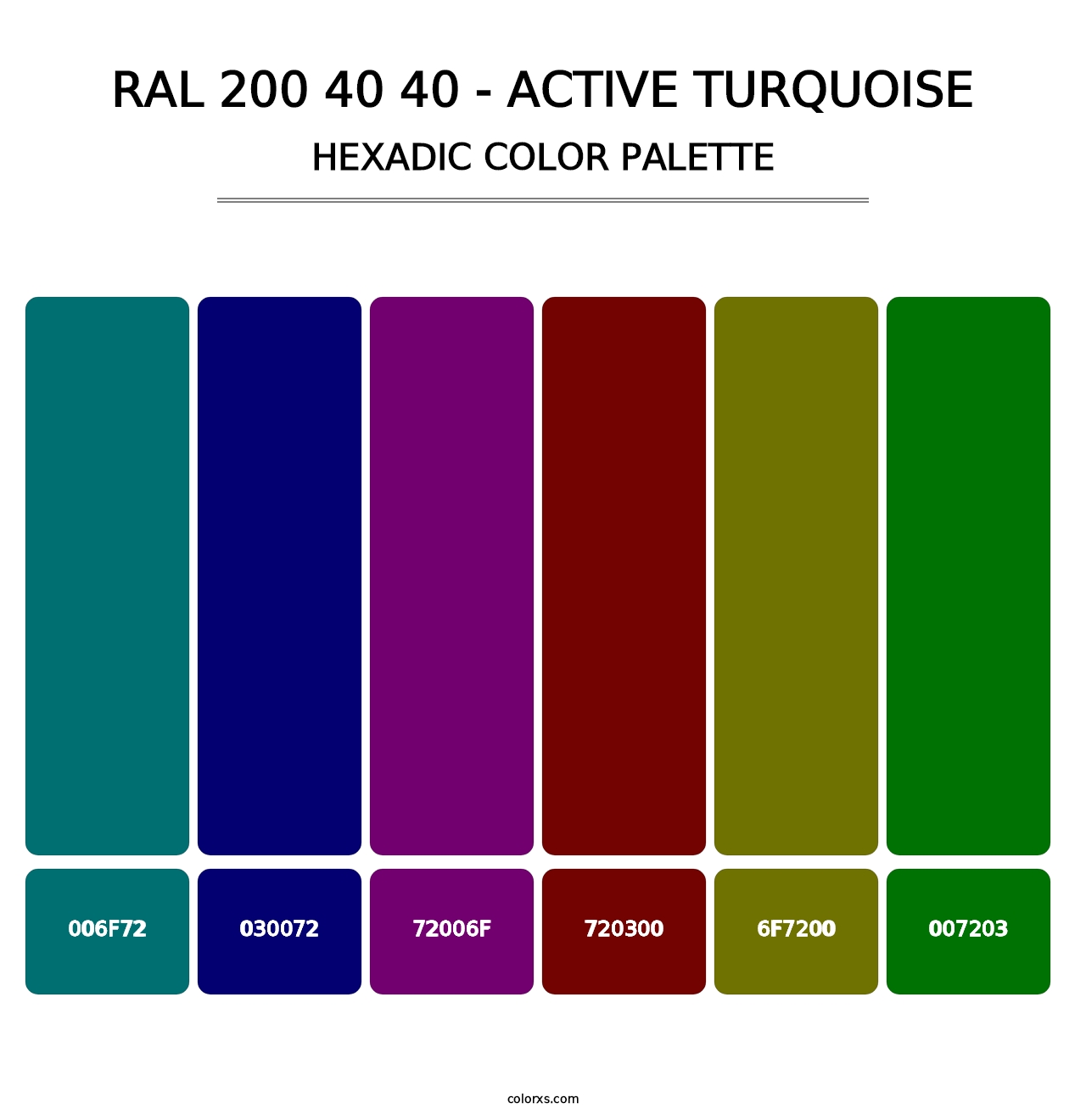 RAL 200 40 40 - Active Turquoise - Hexadic Color Palette