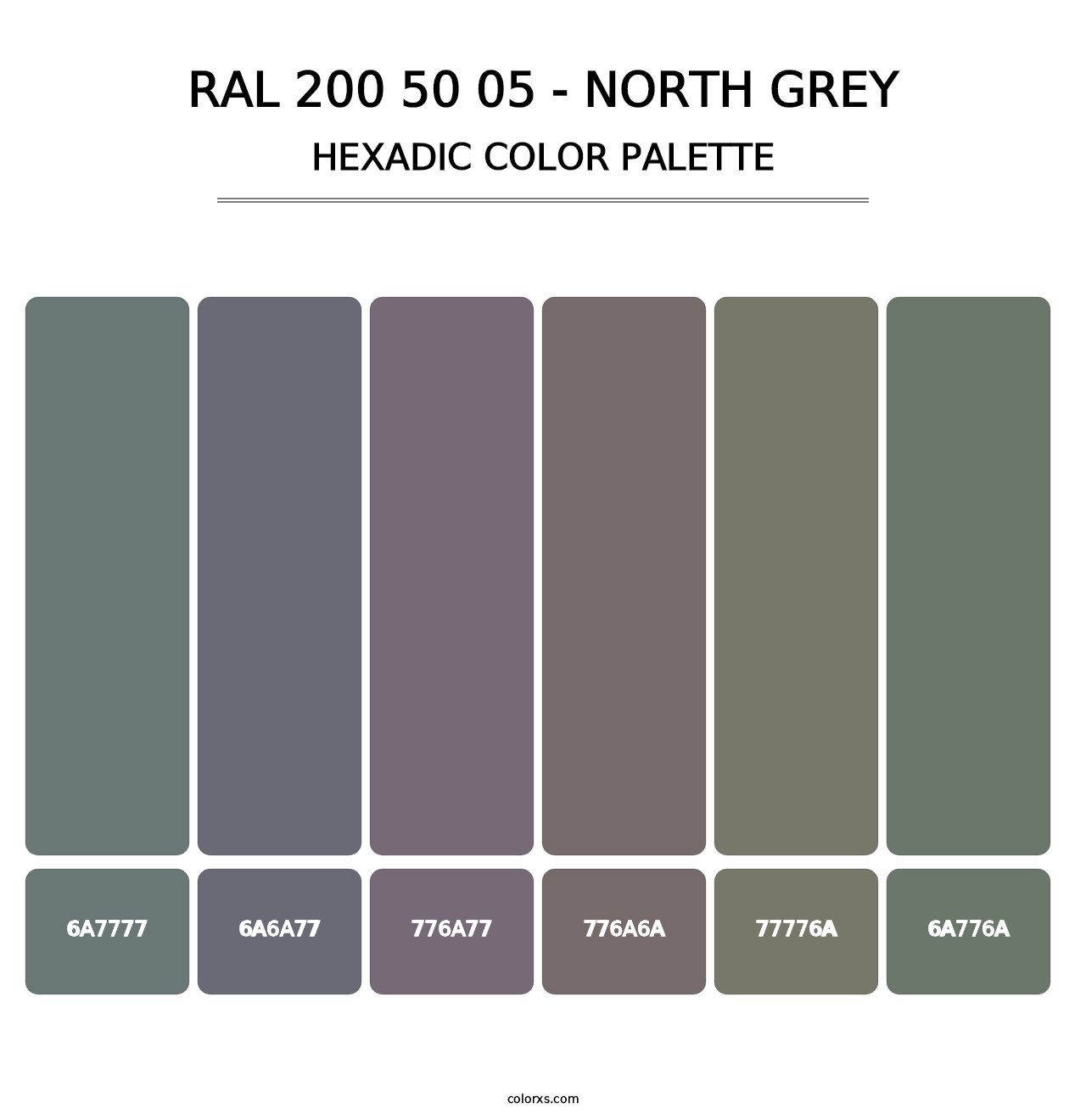 RAL 200 50 05 - North Grey - Hexadic Color Palette