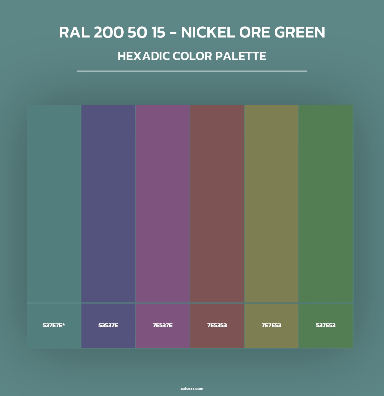 RAL 200 50 15 - Nickel Ore Green - Hexadic Color Palette