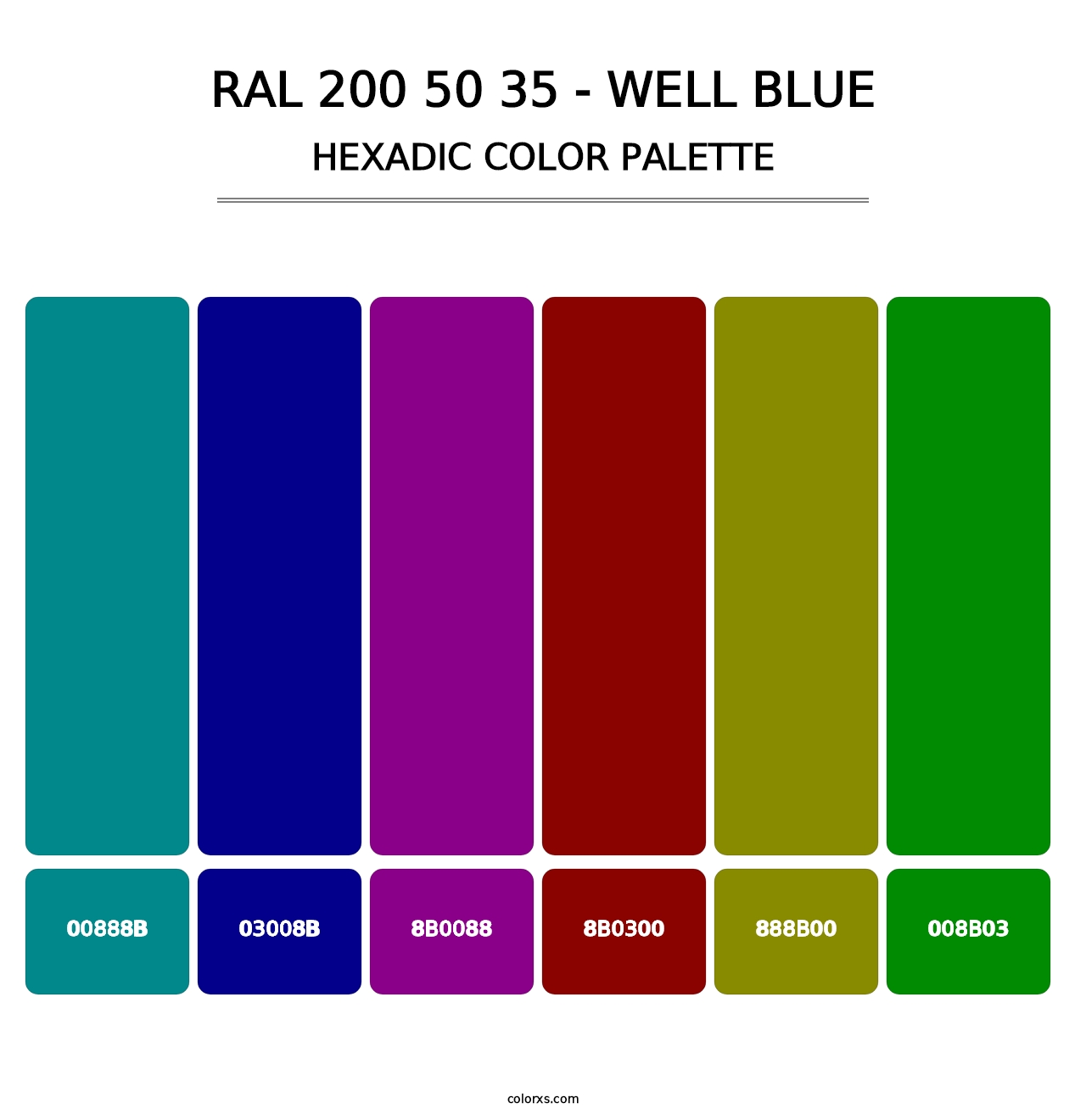 RAL 200 50 35 - Well Blue - Hexadic Color Palette