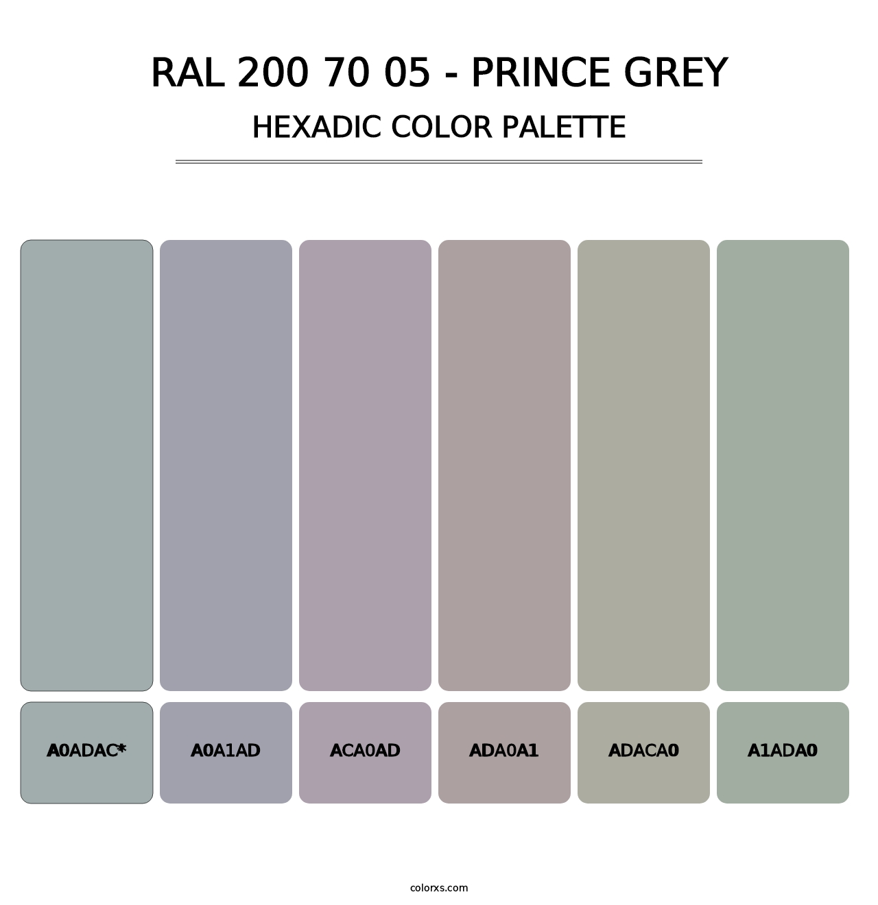 RAL 200 70 05 - Prince Grey - Hexadic Color Palette