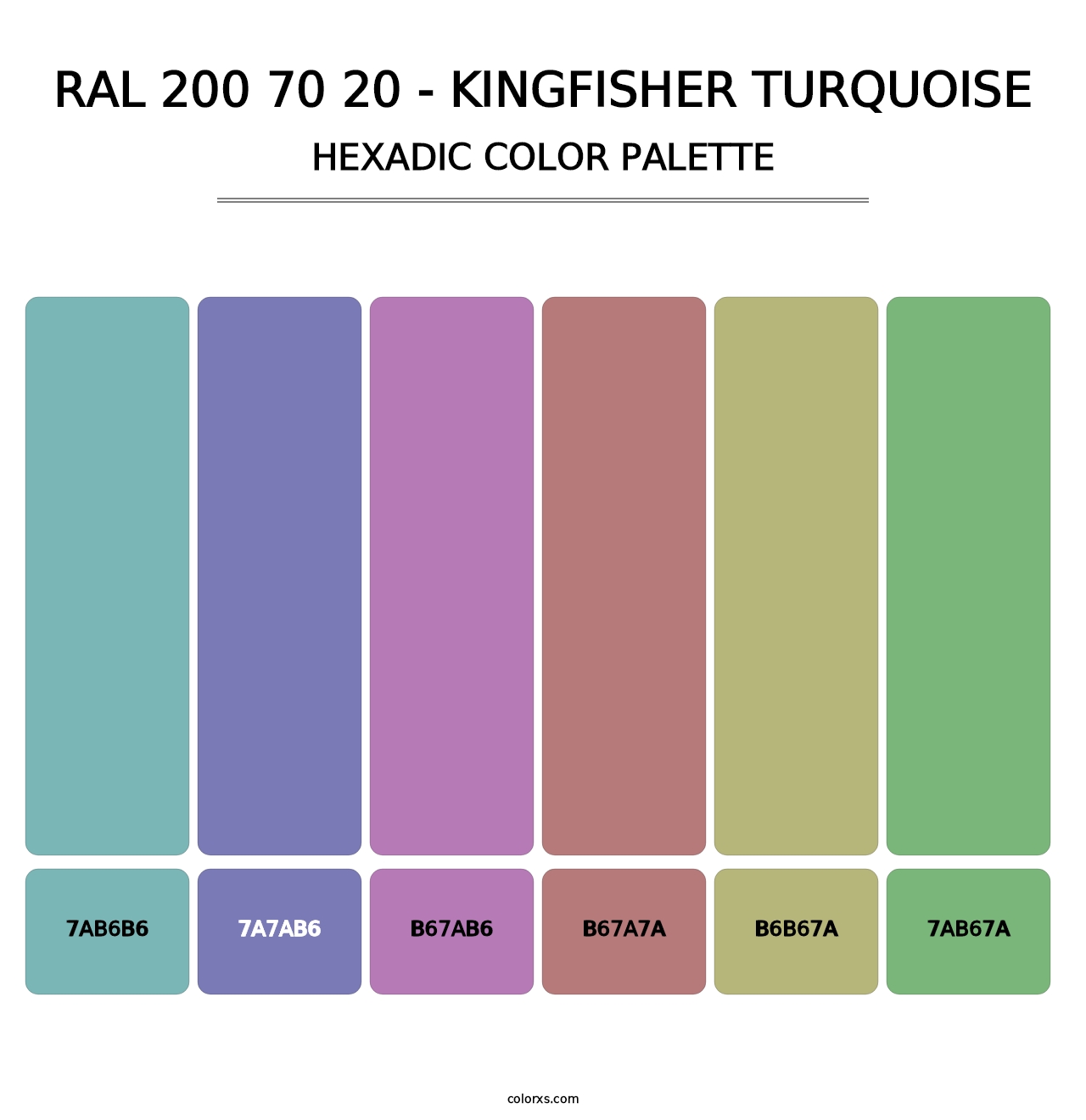 RAL 200 70 20 - Kingfisher Turquoise - Hexadic Color Palette