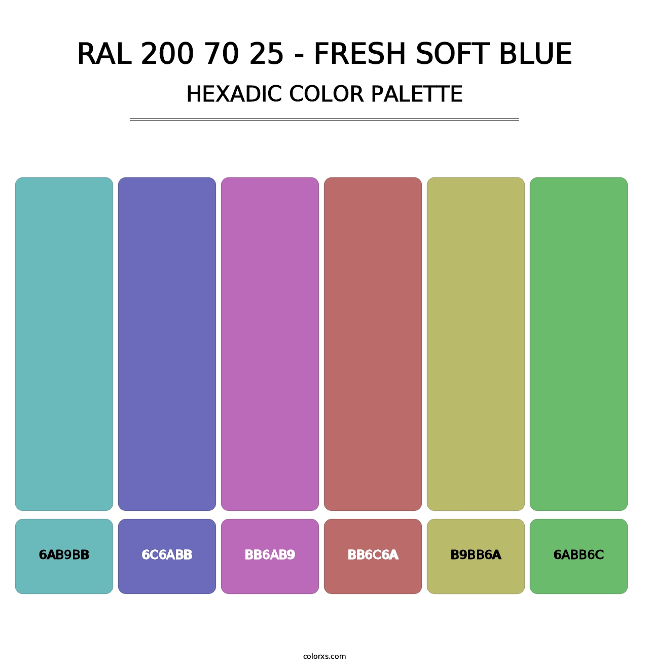 RAL 200 70 25 - Fresh Soft Blue - Hexadic Color Palette