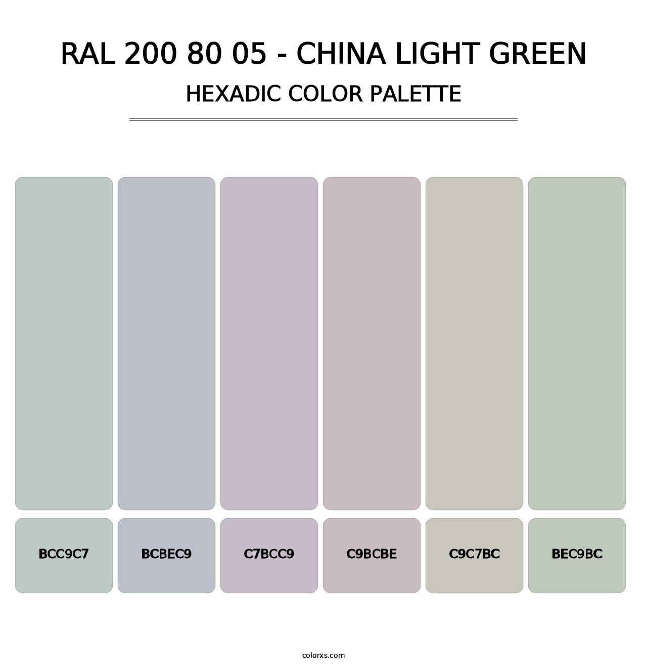 RAL 200 80 05 - China Light Green - Hexadic Color Palette