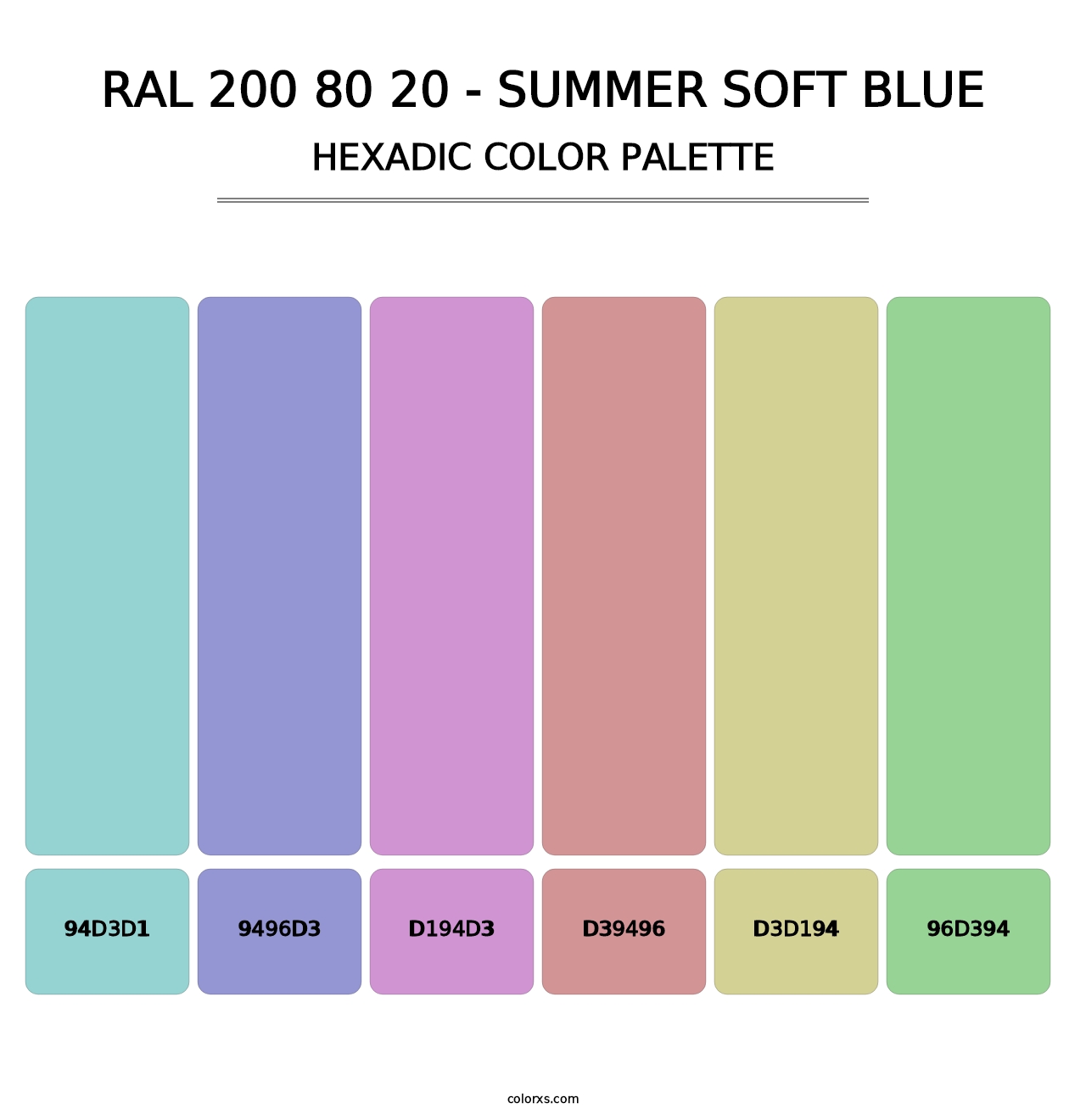RAL 200 80 20 - Summer Soft Blue - Hexadic Color Palette