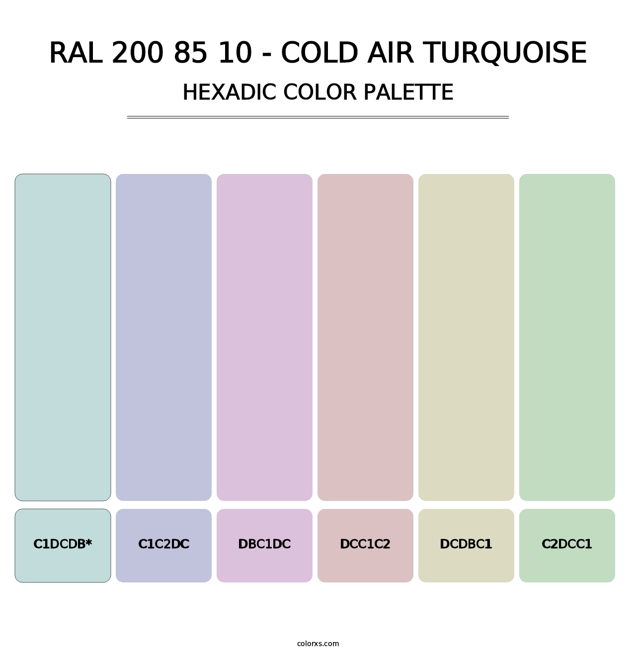 RAL 200 85 10 - Cold Air Turquoise - Hexadic Color Palette