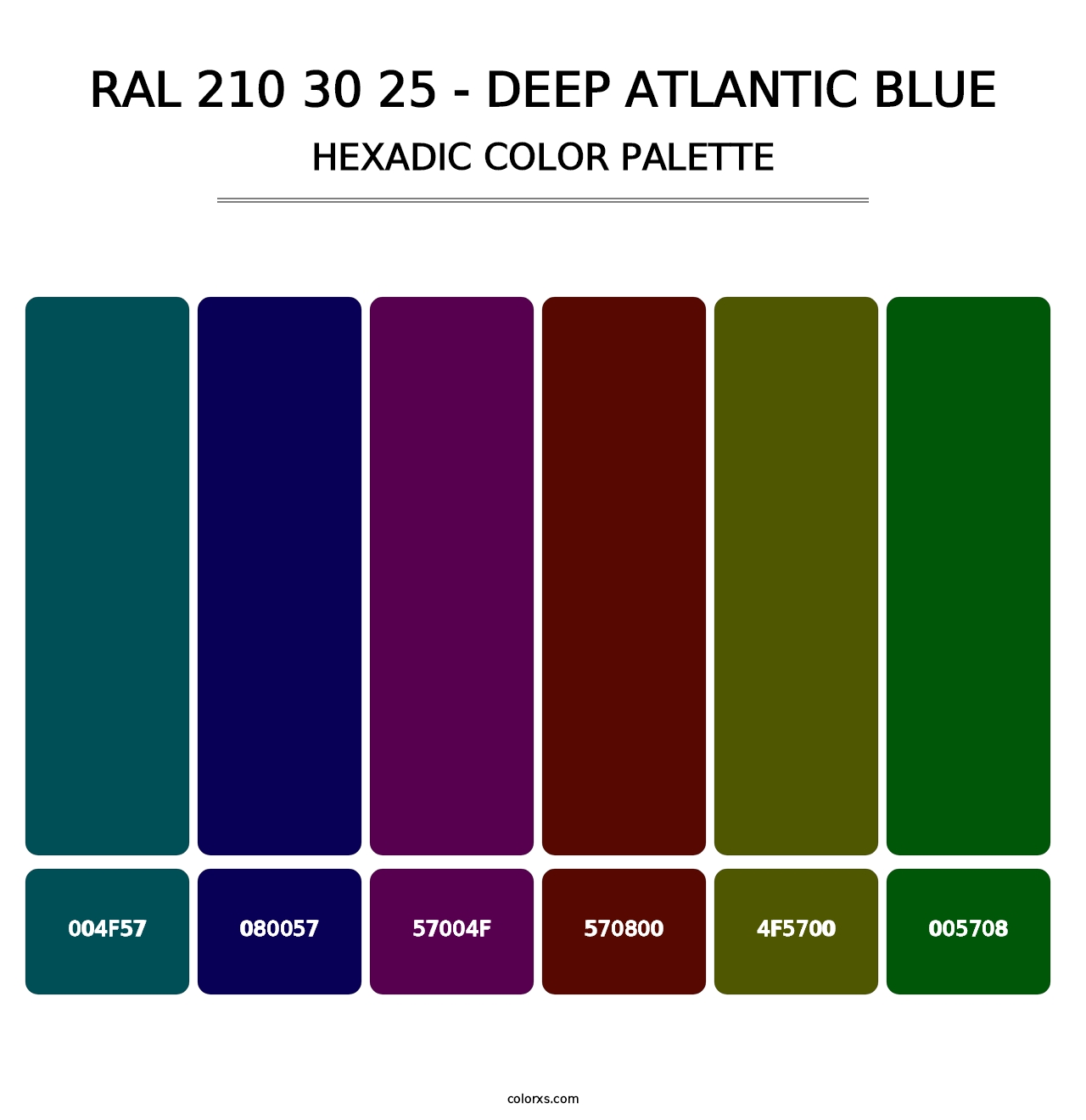RAL 210 30 25 - Deep Atlantic Blue - Hexadic Color Palette