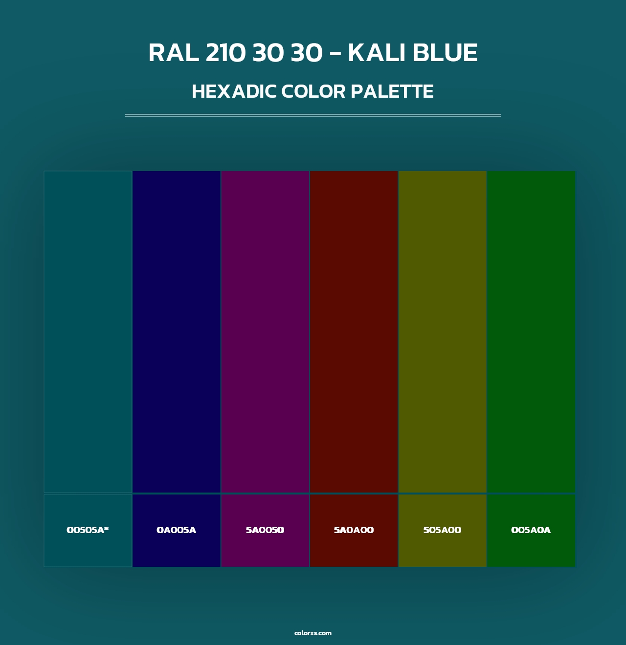 RAL 210 30 30 - Kali Blue - Hexadic Color Palette