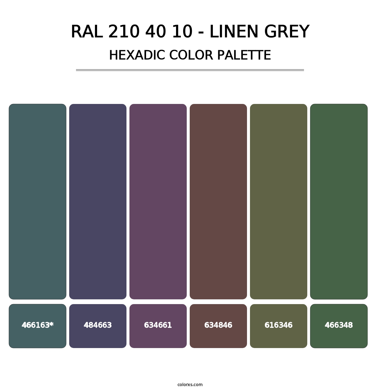 RAL 210 40 10 - Linen Grey - Hexadic Color Palette
