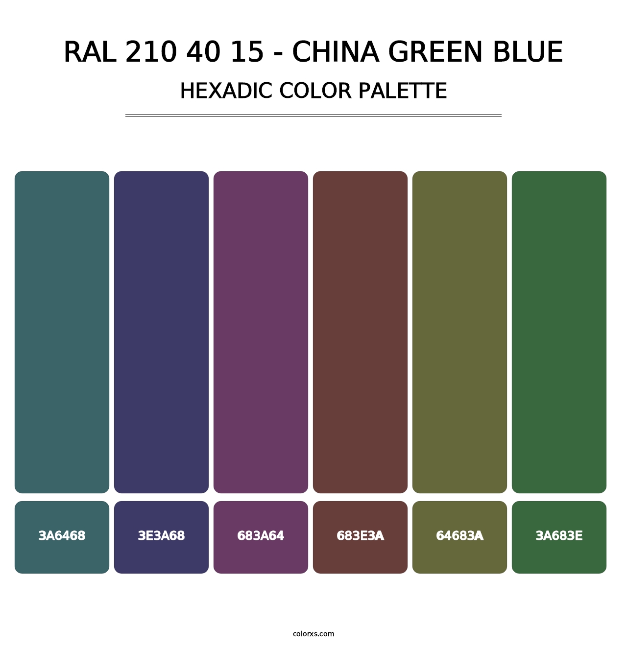 RAL 210 40 15 - China Green Blue - Hexadic Color Palette