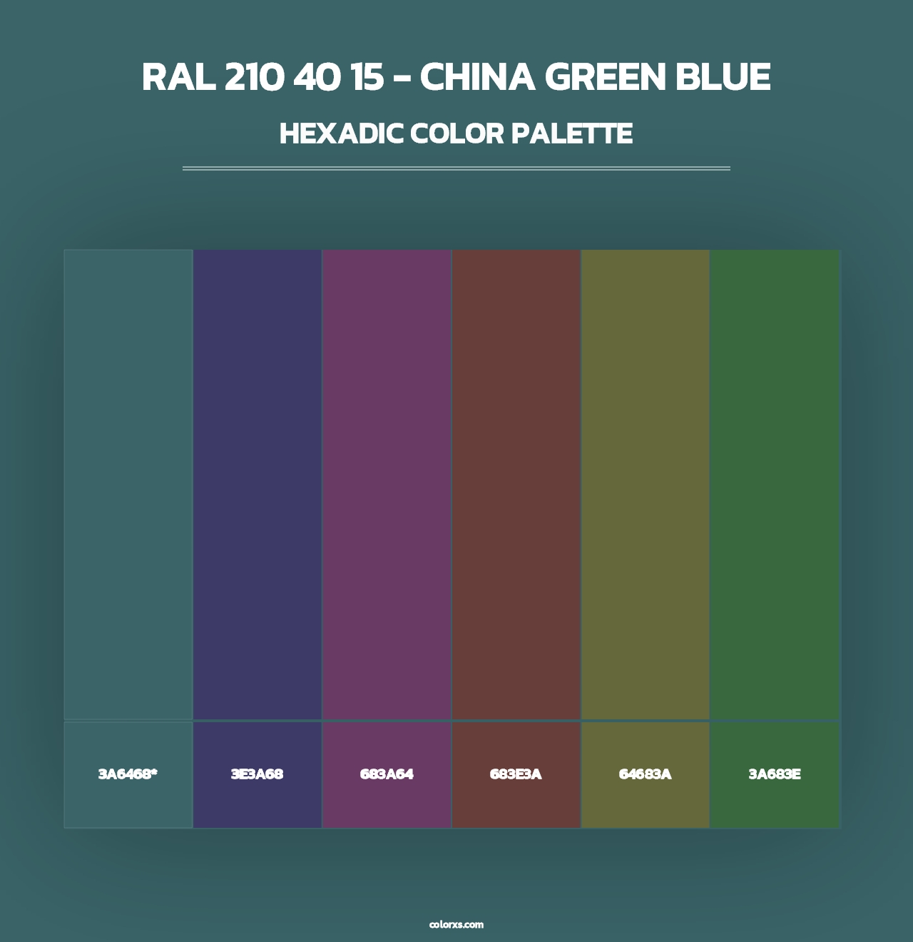 RAL 210 40 15 - China Green Blue - Hexadic Color Palette
