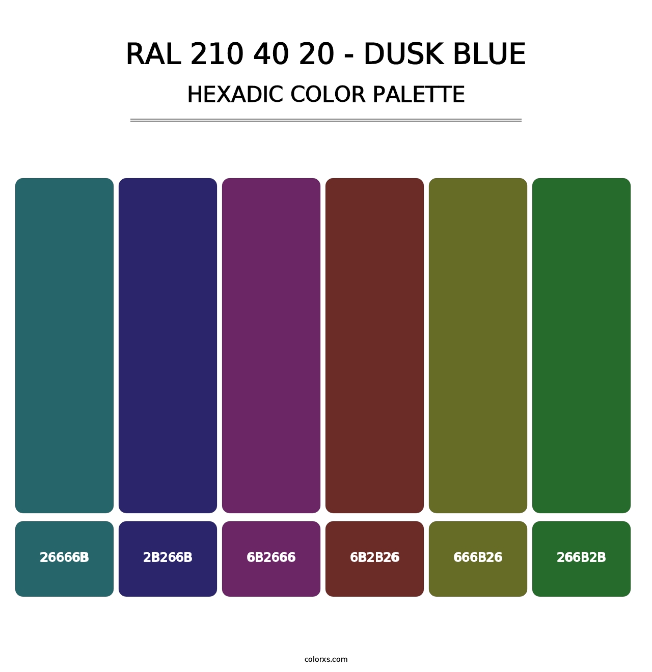 RAL 210 40 20 - Dusk Blue - Hexadic Color Palette