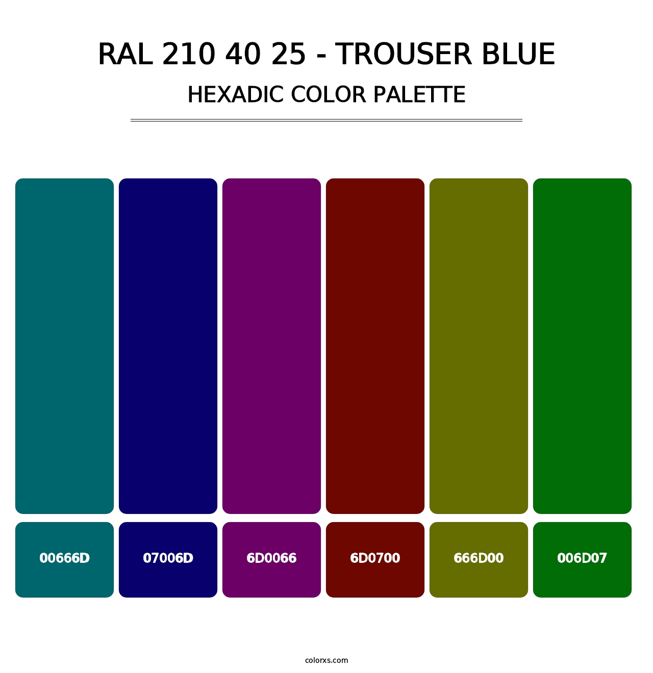 RAL 210 40 25 - Trouser Blue - Hexadic Color Palette